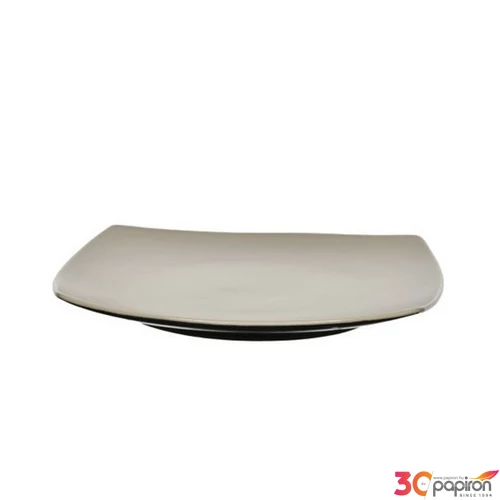 Tányér kerámia szögletes kistányér, 19cm, bézs/fekete