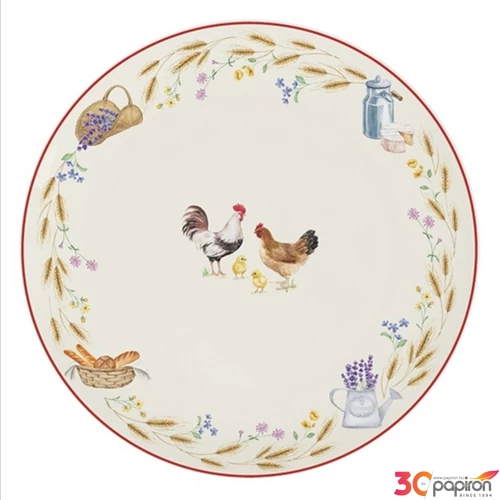 Tányér lapos porcelán 26cm, Exotica lapostányér kézzel festett