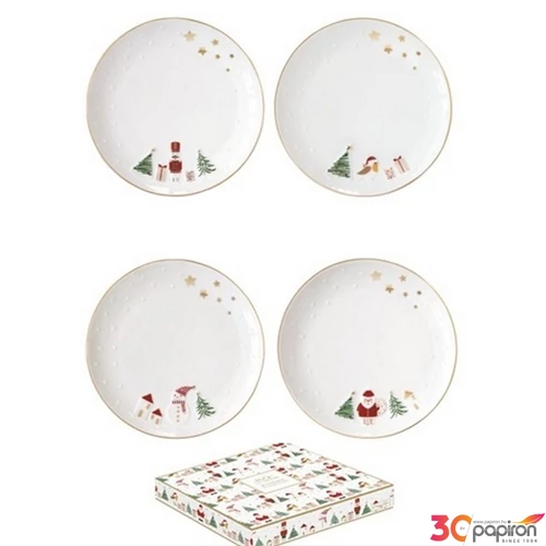 Tányér porcelán karácsonyi 16cmLet it Snow 2db-os, dobozban
