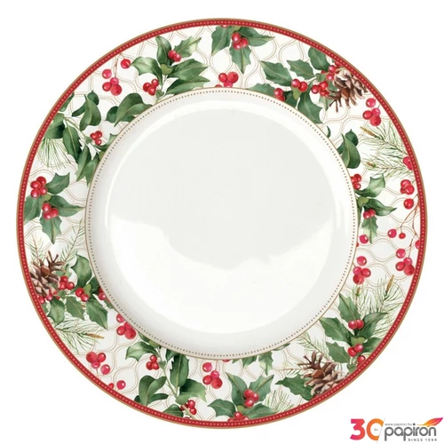 Tányér porcelán karácsonyi 26,5cm, Christmas Eve lapostányér kézzel festett