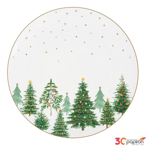 Tányér porcelán karácsonyi 26cm, Mille Fleurs Yellow lapostányér kézzel festett