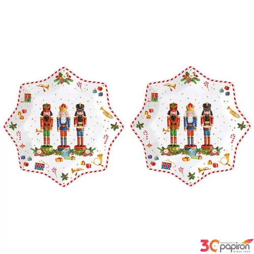 Tányér porcelán karácsonyi 20cm Vintage Nutcrackers 2db-os, dobozban
