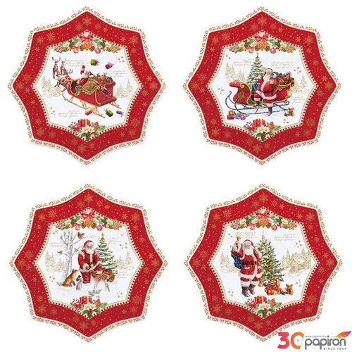 Tányér porcelán karácsonyi 16cm Christmas Memories 4db-os, dobozban