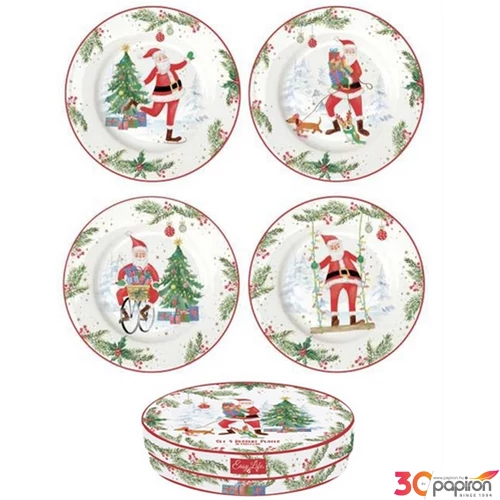 Tányér porcelán karácsonyi 19cm, Vintage Nutcracker 4db-os, dobozban