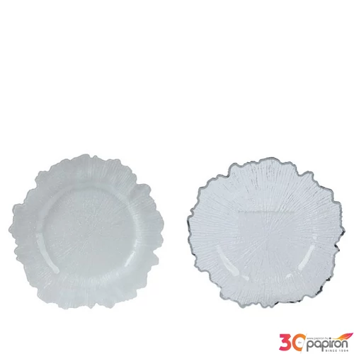Tányéralátét elegáns 24' tálaláshoz fehér, jégvirág fehér 34 cm 2cm sdkae