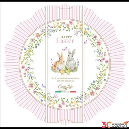 Tányéralátét műanyag 34,5cm kerek Happy Easter 2db/szett