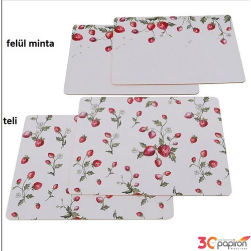 Tányéralátét parafa epres 40x30cm 2db-os, dobozban