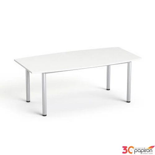 Tárgyalóaszta íves szürke fémlábba 80/95x190cm MAYAH Freedom SV-43 fehér