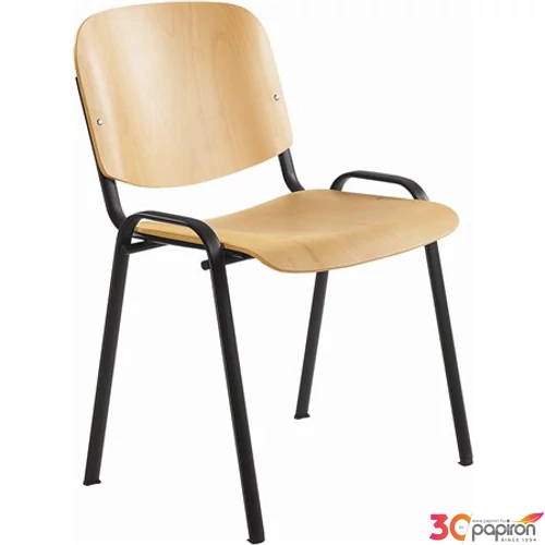 Tárgyalószék fa ülőlappal, fekete lábbal 1120 LN