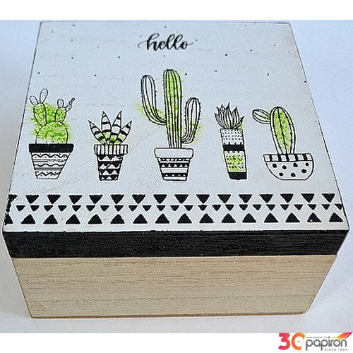 Tárolódoboz kaktuszok 15x15x8,5cm.