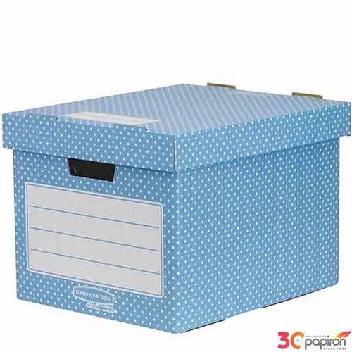 Tárolódoboz karton Fellowes 33,3x28,5x39 cm Style, kék-fehér