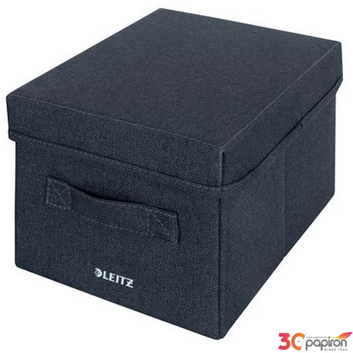 Tárolódoboz Leitz szövet borítású, S méret, Fabric sötétszürke