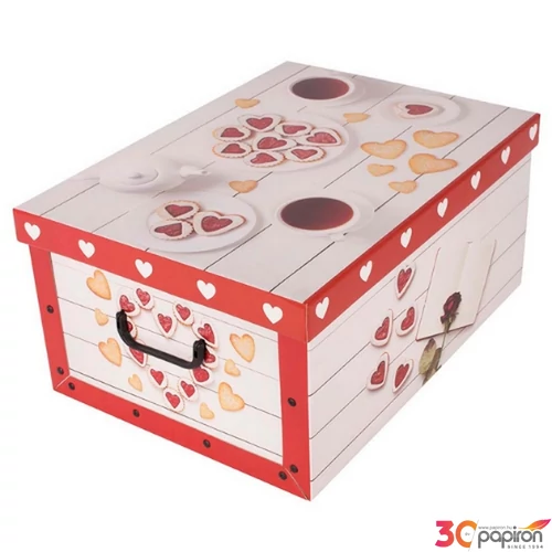 Tárolódoboz maxi 51x37x24 miss space love fehér szív