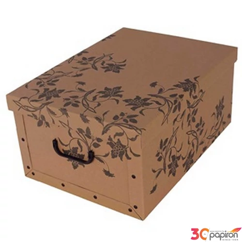 Tárolódoboz Maxi 51x37x24cm környezetbarát, barokk fekete virágos