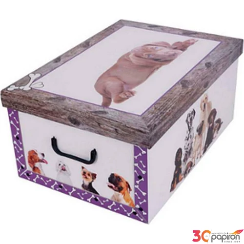 Tárolódoboz Maxi 51x37x24cm környezetbarát, Kutya lila 7013