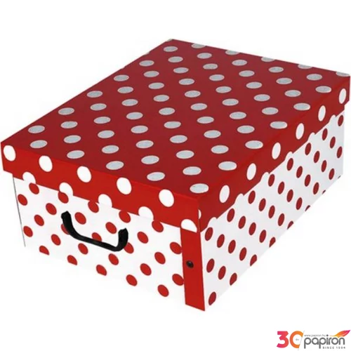 Tárolódoboz Maxi 51x37x24cm Miss Space, pöttyös piros
