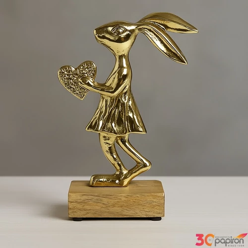 Tavaszi dekor elegáns nyúl nyuszi szívvel 11,5x5x16cm SDDST5