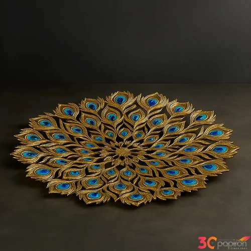Tavaszi dekor páva toll arany 56x56x7,5cm SDDST5