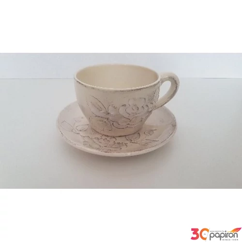 Csésze teás Porcelán 3dl virágos natur kézzel festett