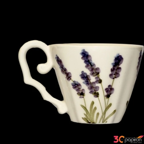 Csésze teás Porcelánlevendulás 3dl Violin levendulás kézzel festett