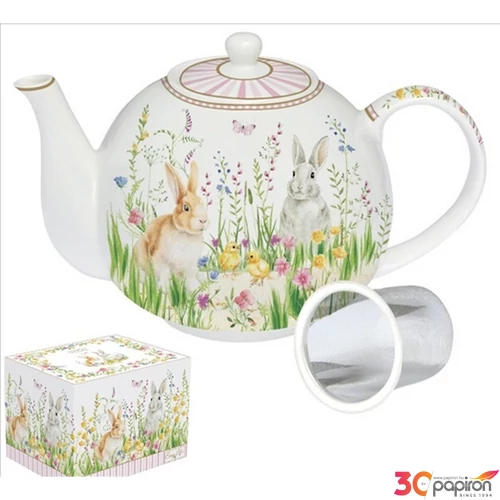 Teáskanna porcelán 1000ml, dobozban, Happy Easter