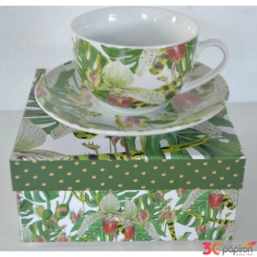 Teáskészlet orchidea 230ml 9,5x6cm teáscsésze+alj finom Porcelán