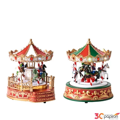 Téliváros karácsonyi 24' ledes körhinta , beltéri 2 féle dioráma 19cmx19cmx21.5cm sdkae