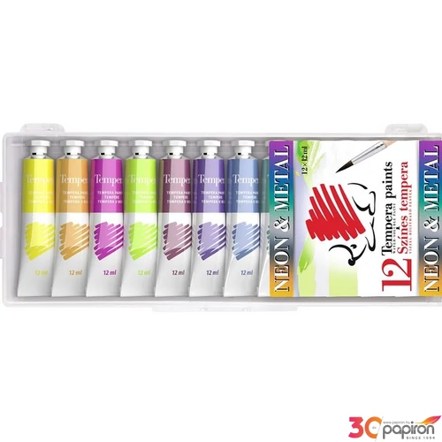 Tempera 12 ICO Süni neon-metal színek 12x12ml iskolaszer- tanszer