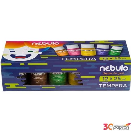 Tempera 12x25ml Nebulo 12 színű, tégelyes Iskolaszer Nebulo NTF-25-12