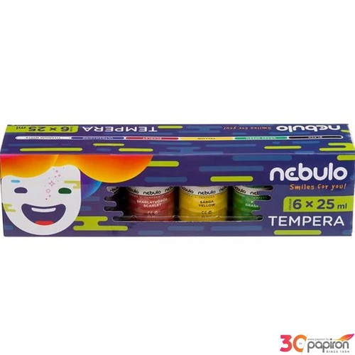 Tempera 25ml Nebulo 6 színű, tégelyes Iskolaszer NEBULO NTF-25-6