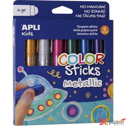 Tempera készlet 6 Apli Kids stiftes metál színek 6dbx10g Iskolaszerek Apli 14405