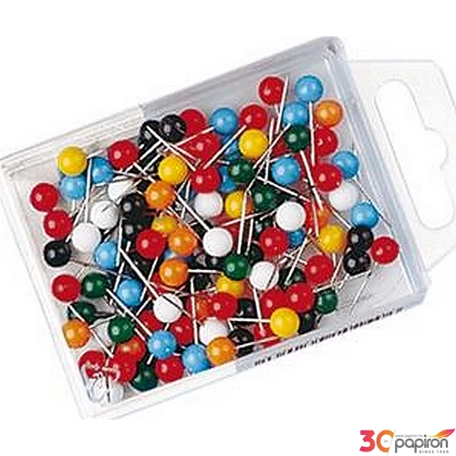 Térképtű WEDO 100db-os 16cm-es tű, gömb fejű, vegyes színek Prezentáció WEDO 56-199