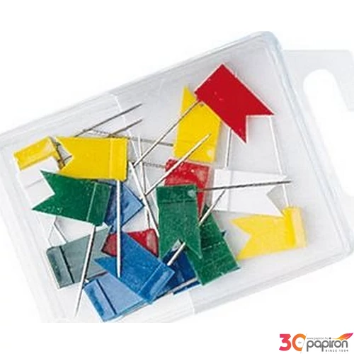 Térképtű WEDO 20db-os 24cm-es tű, zászló fejű, vegyes színek Prezentáció WEDO 56299