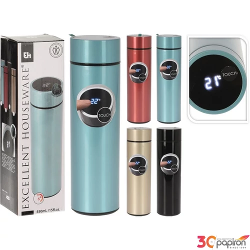 Kulacs Termosz hőtárolós 24 450ml hőmérővel 6órán keresztűl tartja a hőfokot 7