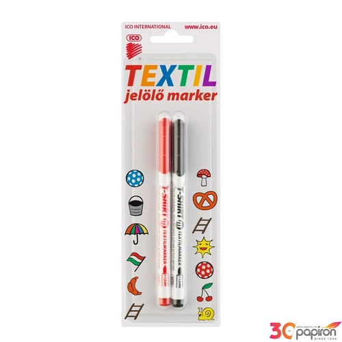 Textilmarker T-SHIRT ICO fekete+piros textilfilc - kreatív termék