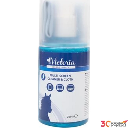 Tisztítófolyadék, képernyőhöz pumpás, kendővel, 200 ml Victoria