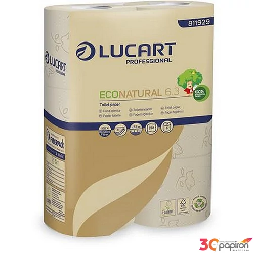 Toalettpapír 3 2 rétegű 6 tekercs kistekercses 27,5 m LUCART EcoNatural