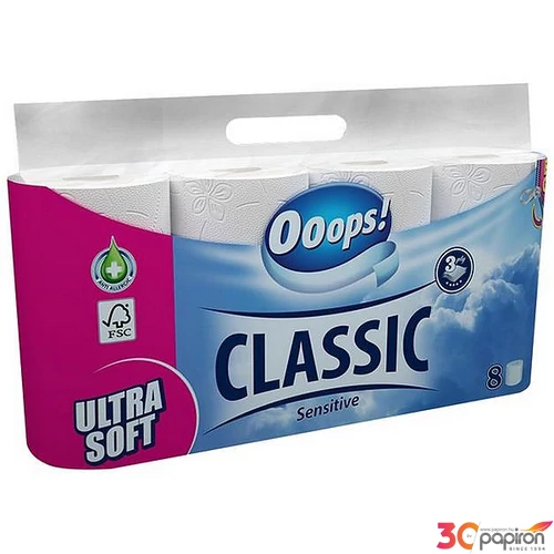 Toalettpapír 3 2 rétegű kistekercses 8 tekercs OOOPS Classic sensitive