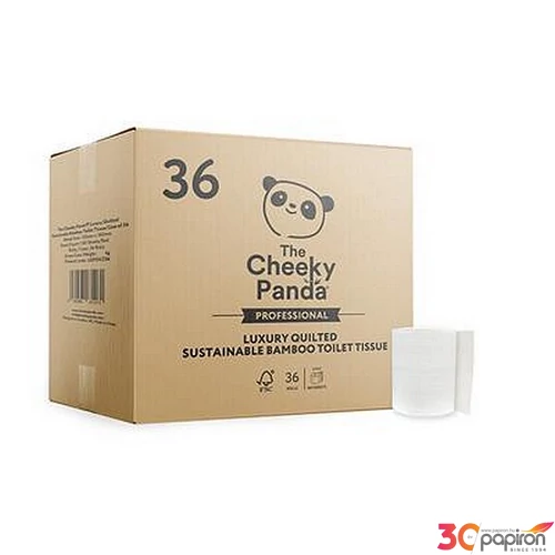 Toalettpapír bambusz 3 rétegű kistekercses 36 tekercs CHEEKY PANDA fehér