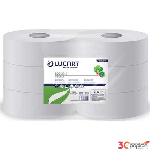 Toalettpapír Lucart Jumbo 23cm Standard Plus/Eco fehér 2 rétegű, 165 m, 6tekercs/csomag