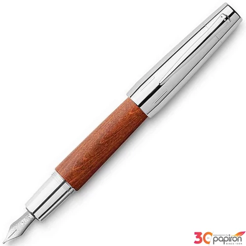 Faber-Castell töltőtoll E-motion -B- króm/fa barna 148203