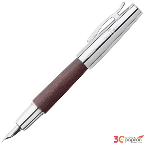 Faber-Castell töltőtoll E-motion -F- króm/fa sötétbarna 148211