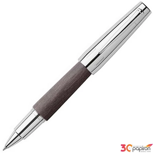 Faber-Castell rollertoll E-motion króm/fa fekete tintás toll 148225