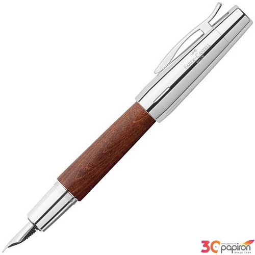 Faber-Castell töltőtoll E-motion -M- króm/fa barna 148200