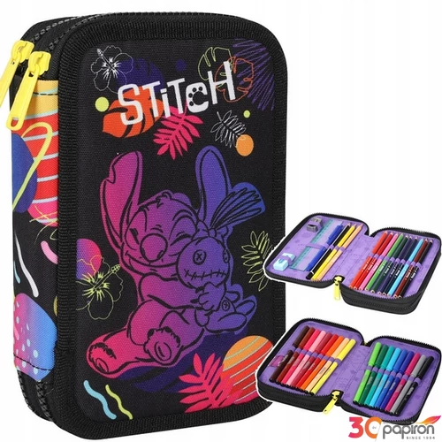 Töltött tolltartó Jumper 2 Stitch Black 125 × 195 × 55mm, klapnis