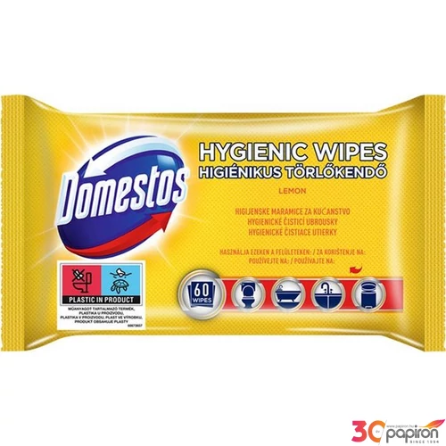 Törlőkendő nedves univerzális Domestos citrom 60db-os KHT477