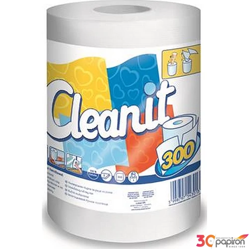 Törlőkendő tekercses Lucart, 2 rétegű univerzális Cleanit 300 fehér