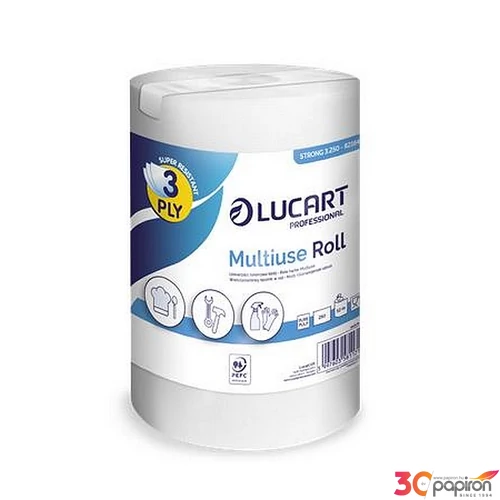 Törlőkendő tekercses univerzális belső adagolású 3 2 rétegű LUCART Multiuse Strong 3.250