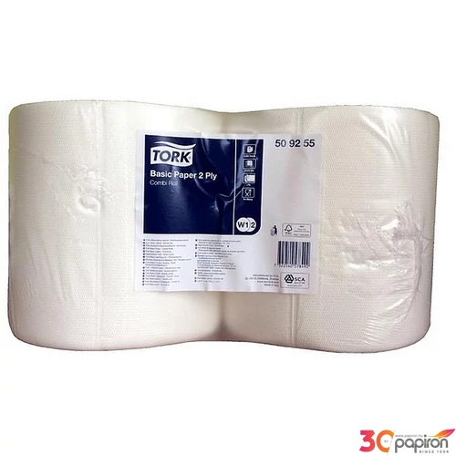 Törlőpapír tekercses 25cm átmérő 2 2 rétegű W2 rendszer TORK Általános fehé