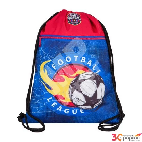 Tornazsák focis Futball 42x33 cm 2 zsebes, cipzáras, Colorino